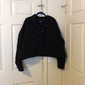 Black cropped denim jacket
